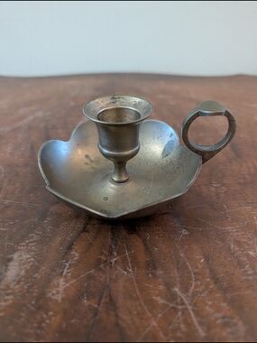 Vintage Brass Chamberstick Candle Holder | Mid Century